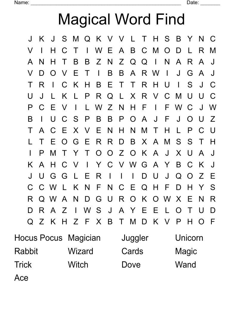 Magical Word Find Word Search