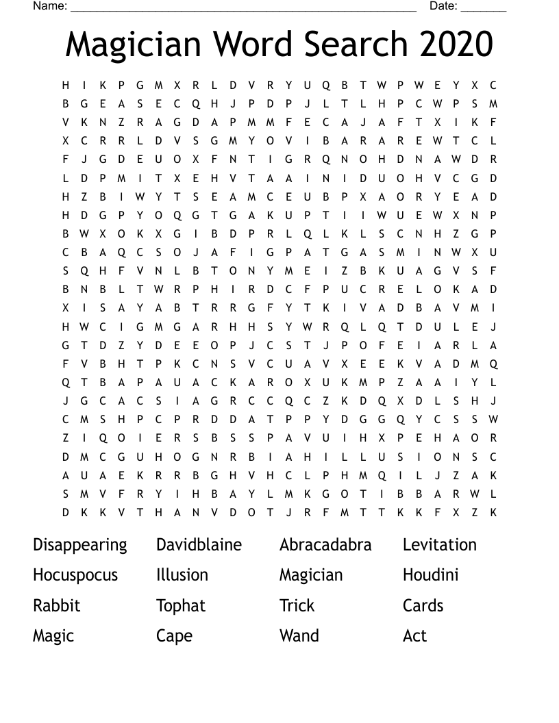 Magician Word Search 2020