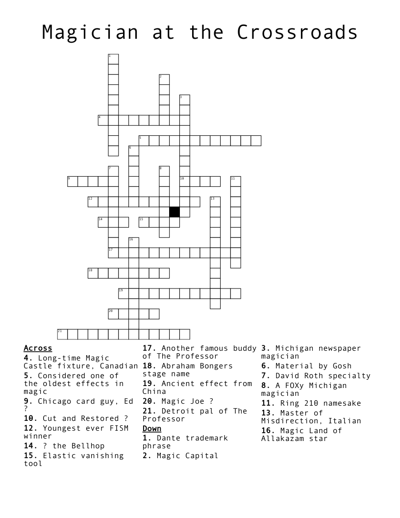 Magician at the Crossroads Crossword
