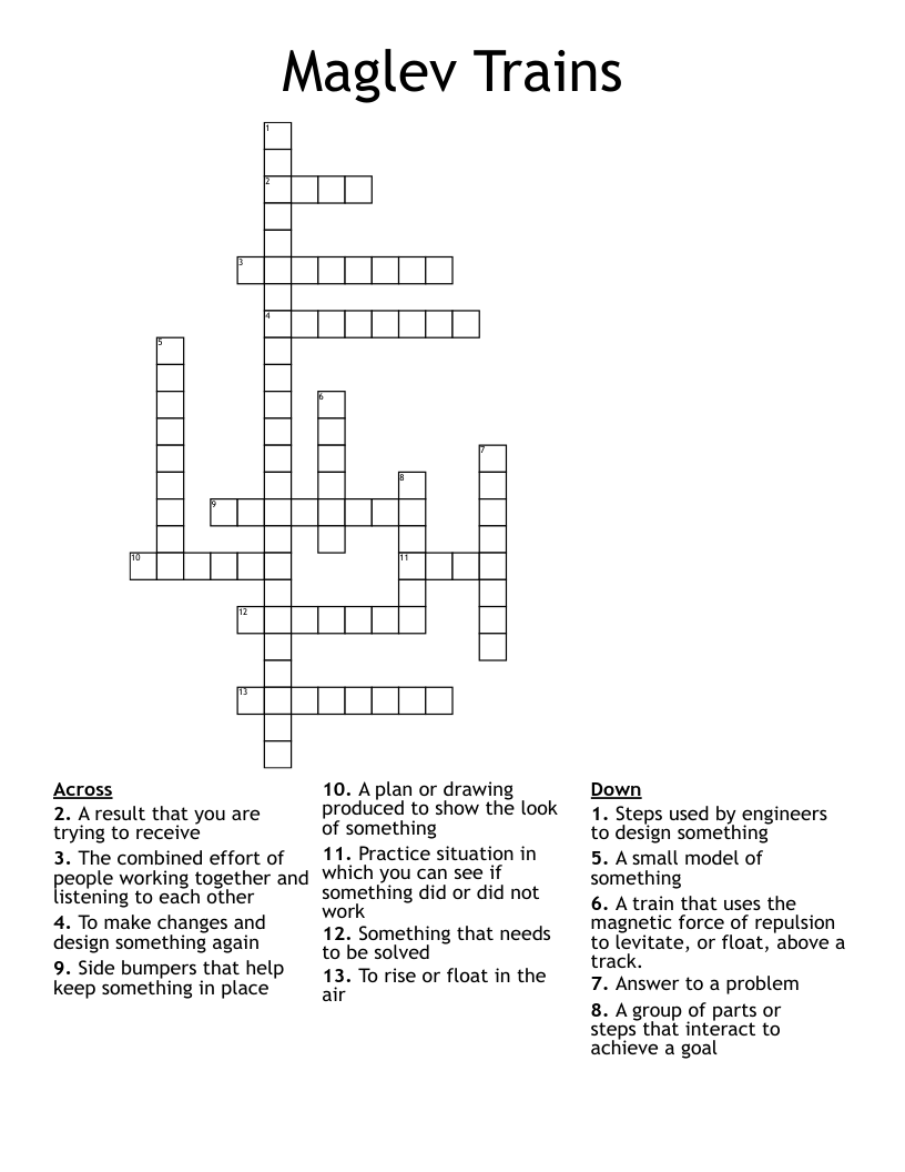 Maglev Trains Crossword