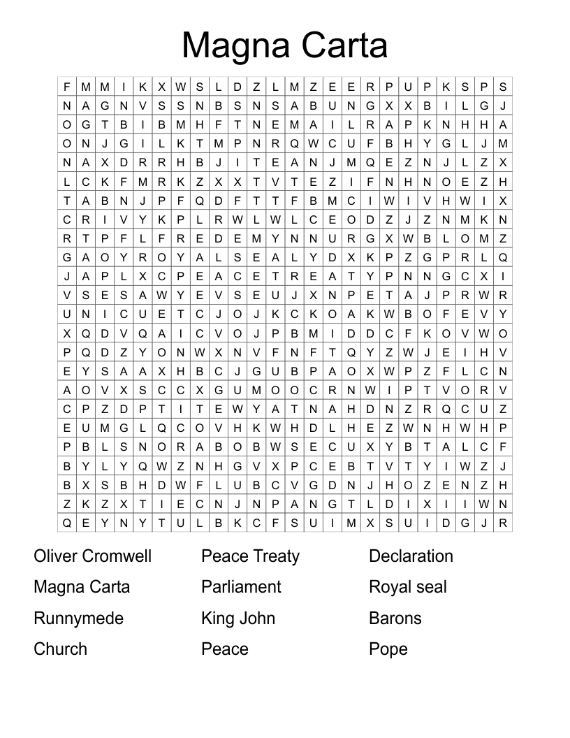 Magna Carta Word Search