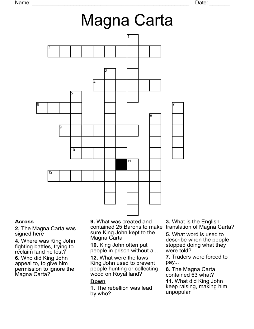 Magna Carta Crossword