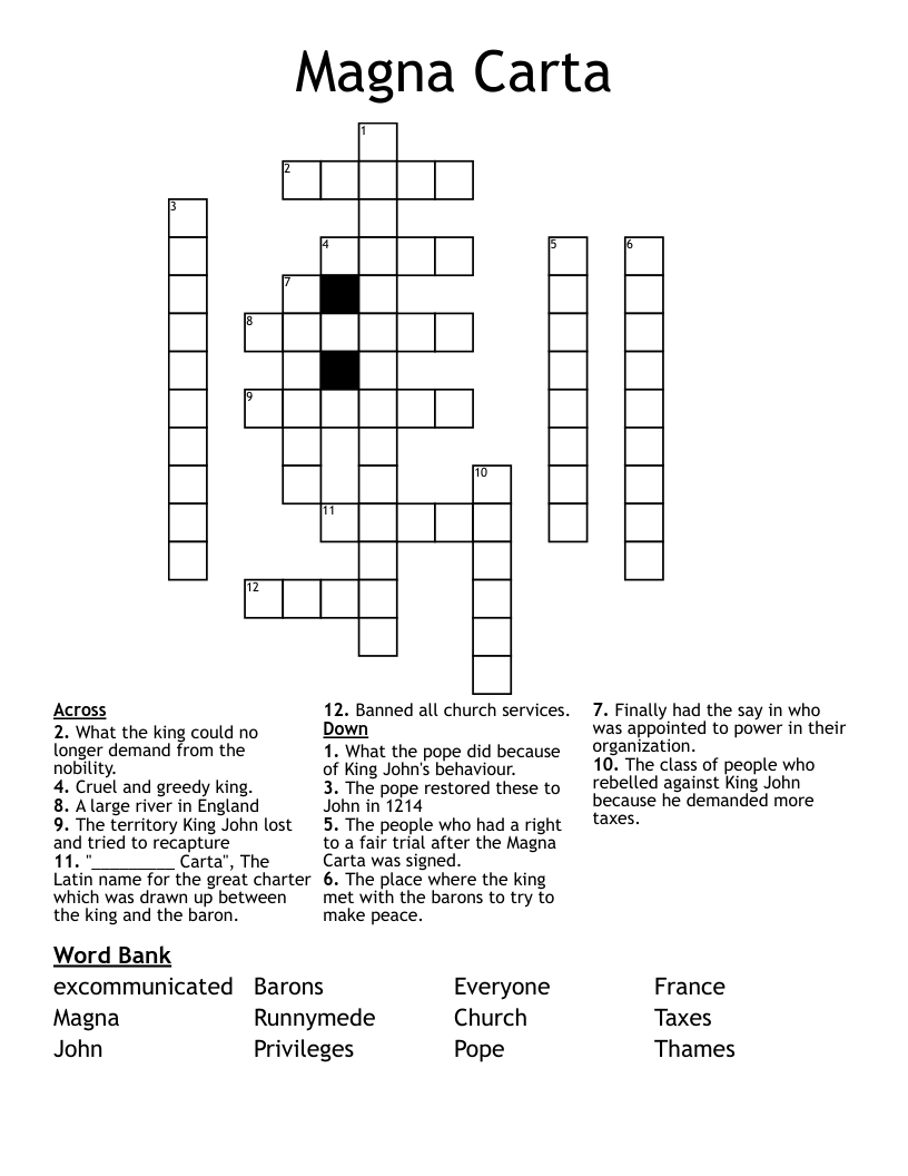 Magna Carta Crossword