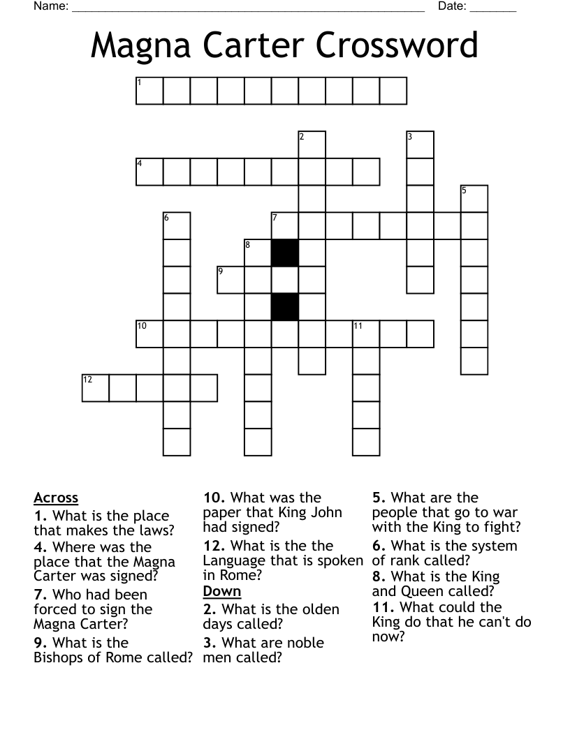 Magna Carter Crossword