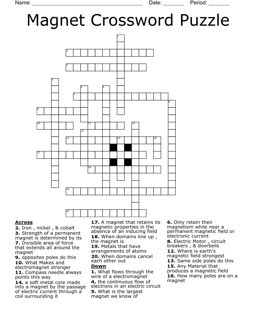 Magnet Crossword Puzzle