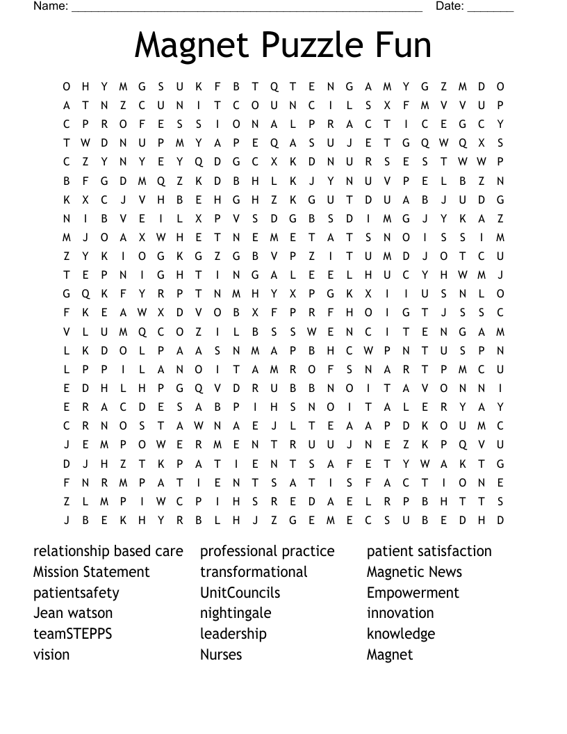 Magnet Puzzle Fun Word Search
