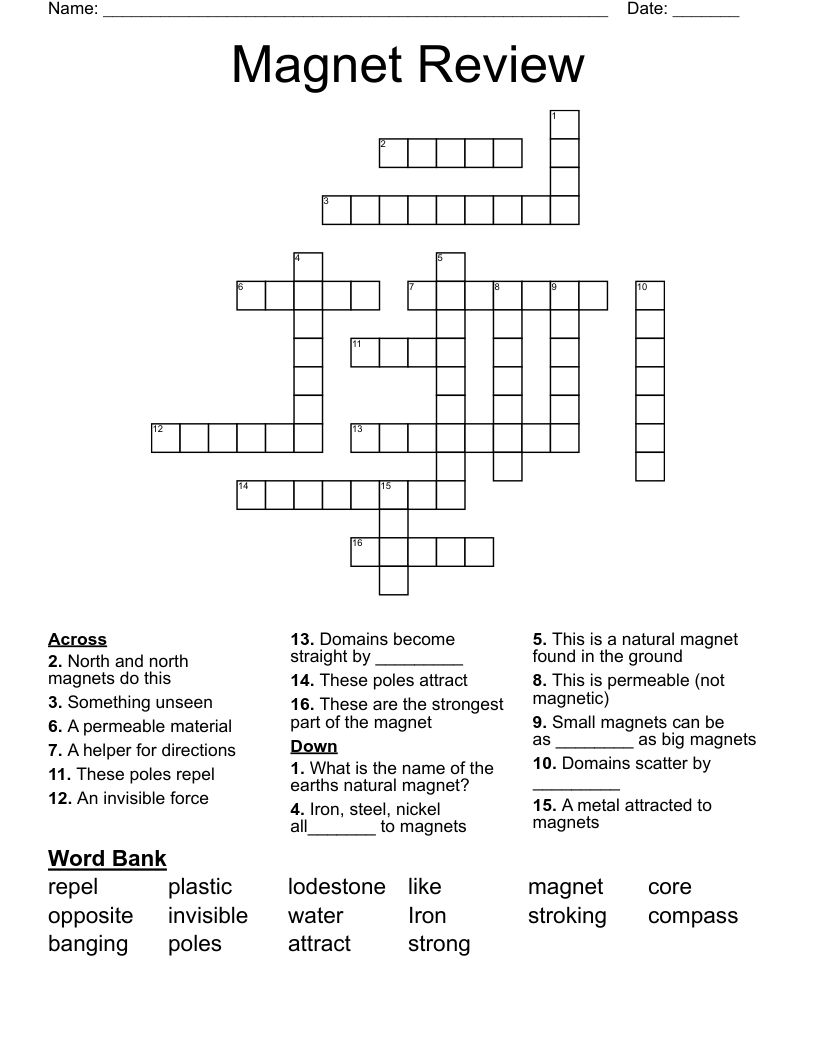 Magnet Review Crossword