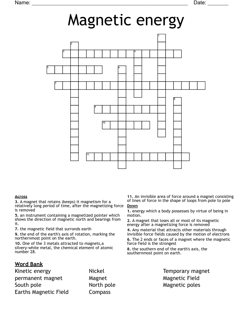 Magnetic energy Crossword
