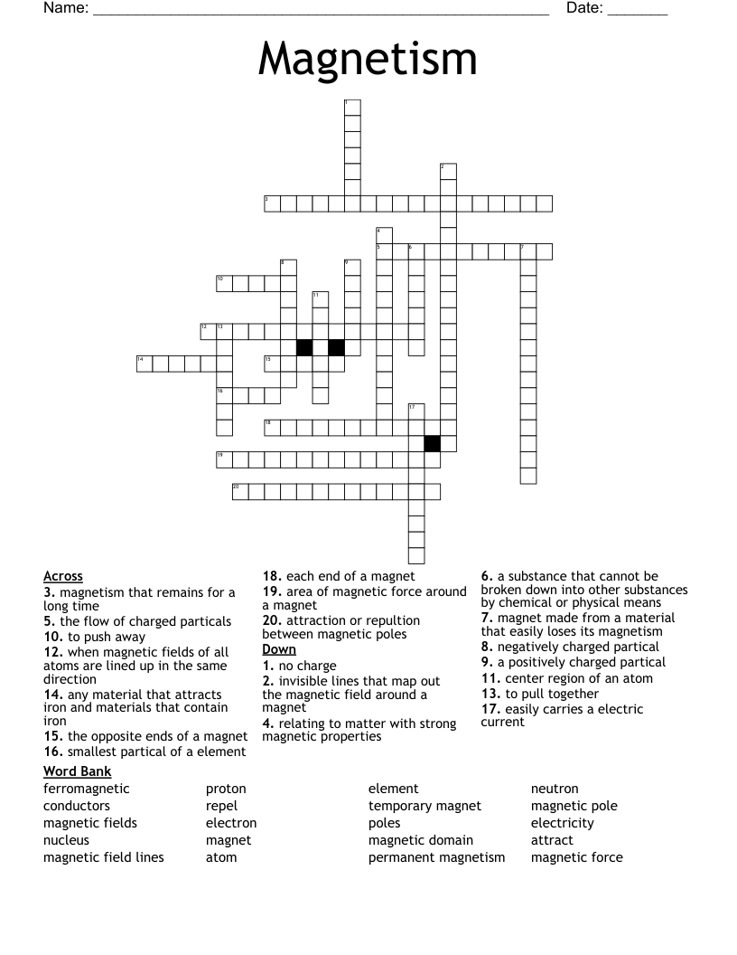 Magnetism Crossword