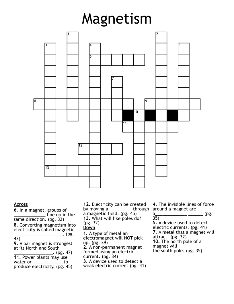 Magnetism Crossword