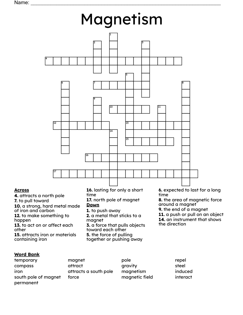 Magnetism  Crossword