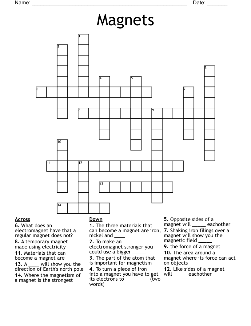 Magnets Crossword
