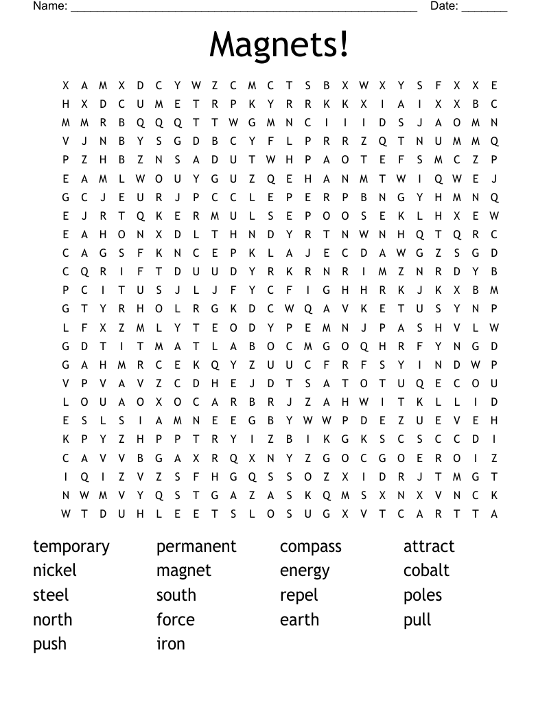 Magnets! Word Search