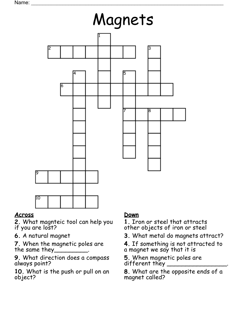 Magnets Crossword