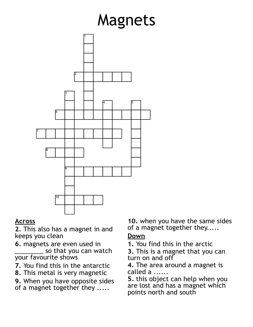 Magnets Crossword