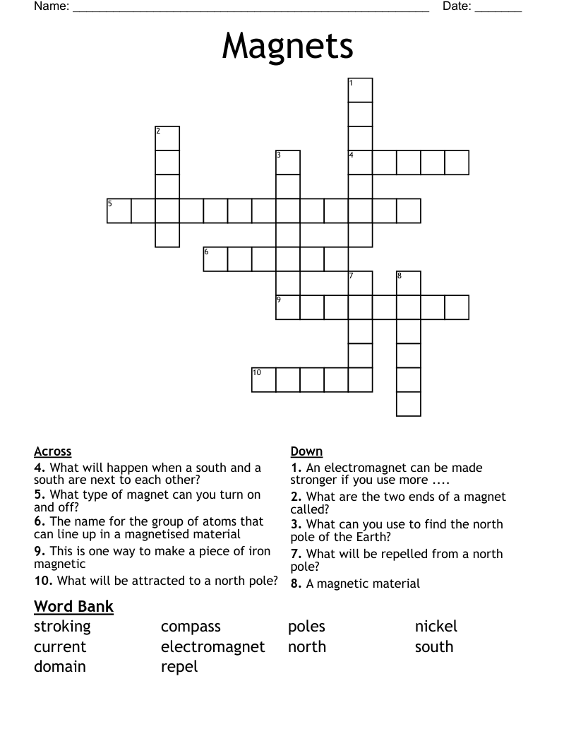 Magnets Crossword