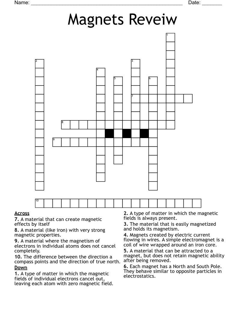 Magnets Reveiw  Crossword