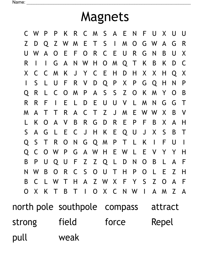 Magnets  Word Search