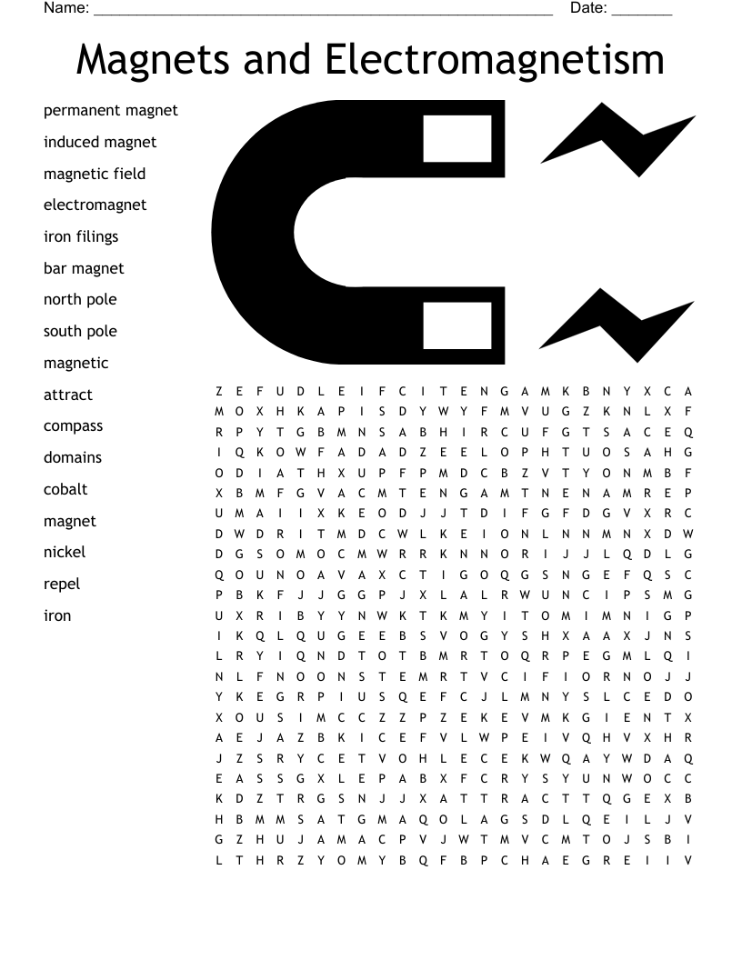Magnets and Electromagnetism Word Search