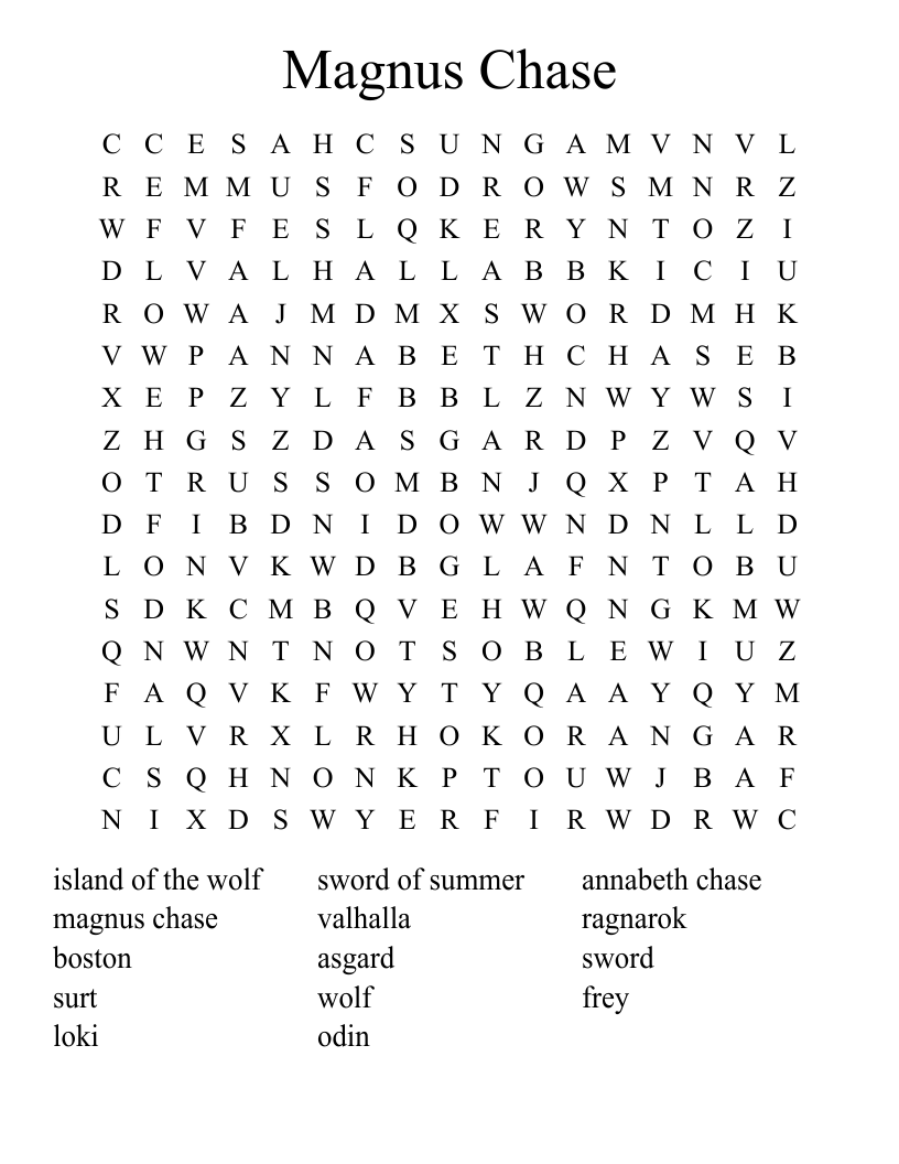 Magnus Chase Word Search