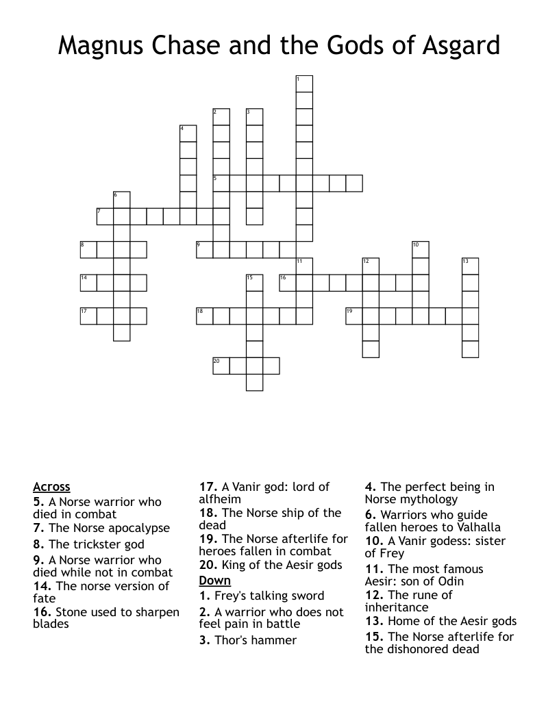 Magnus Chase and the Gods of Asgard Crossword