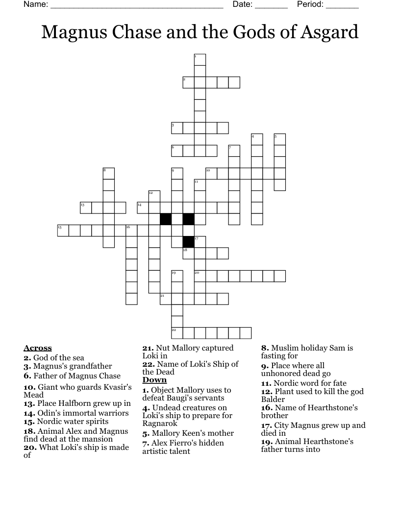 Magnus Chase and the Gods of Asgard Crossword