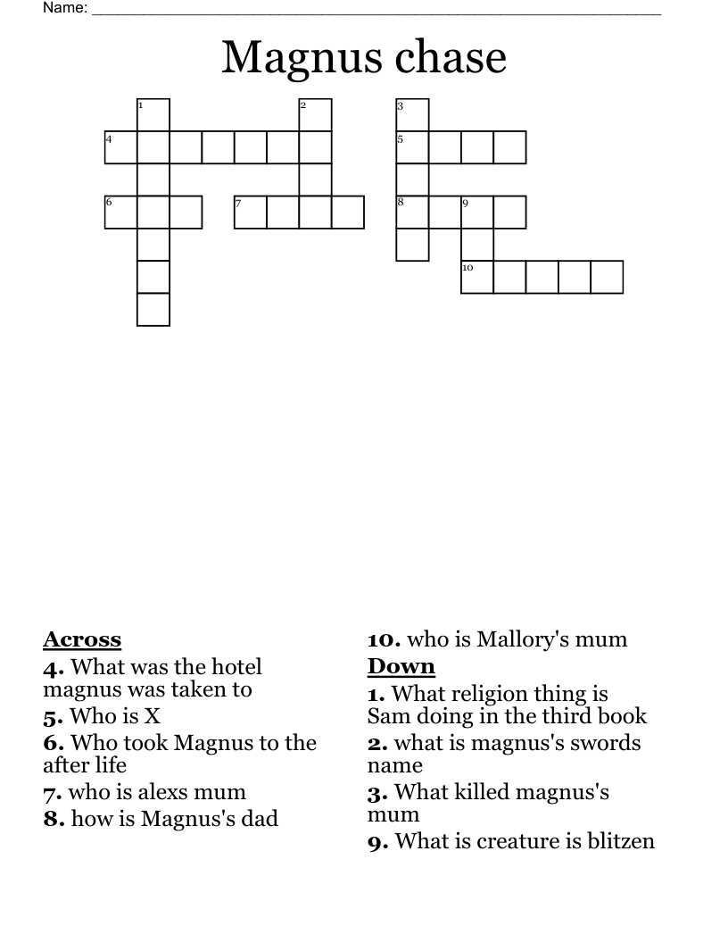 Magnus chase Crossword