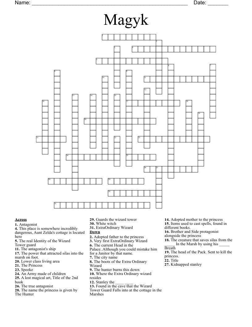 Magyk Crossword