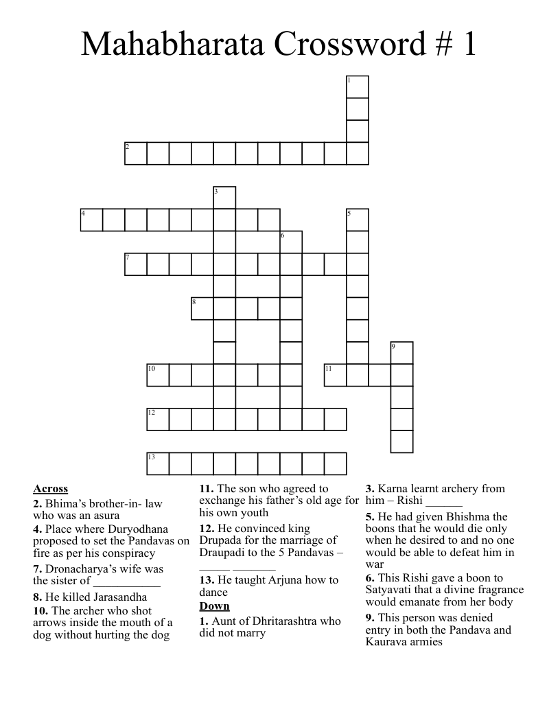 Mahabharata Crossword # 1
