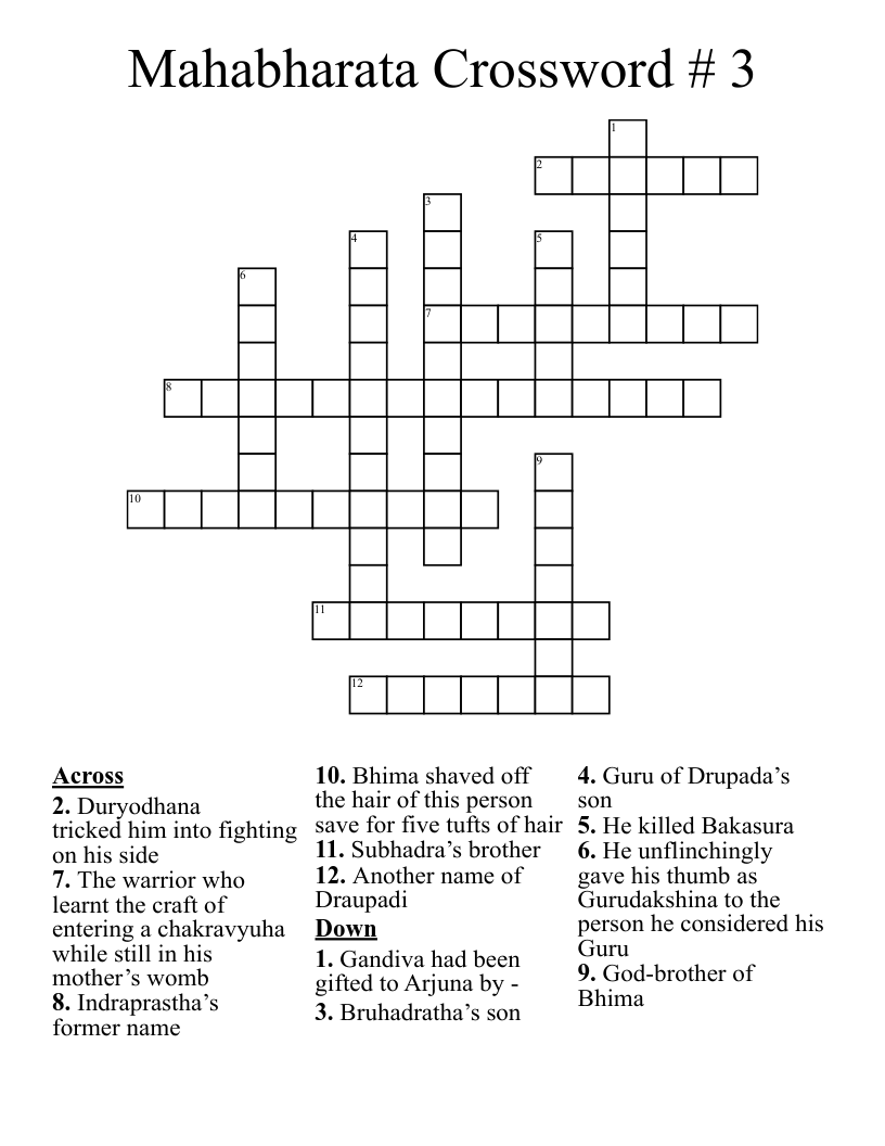 Mahabharata Crossword # 3