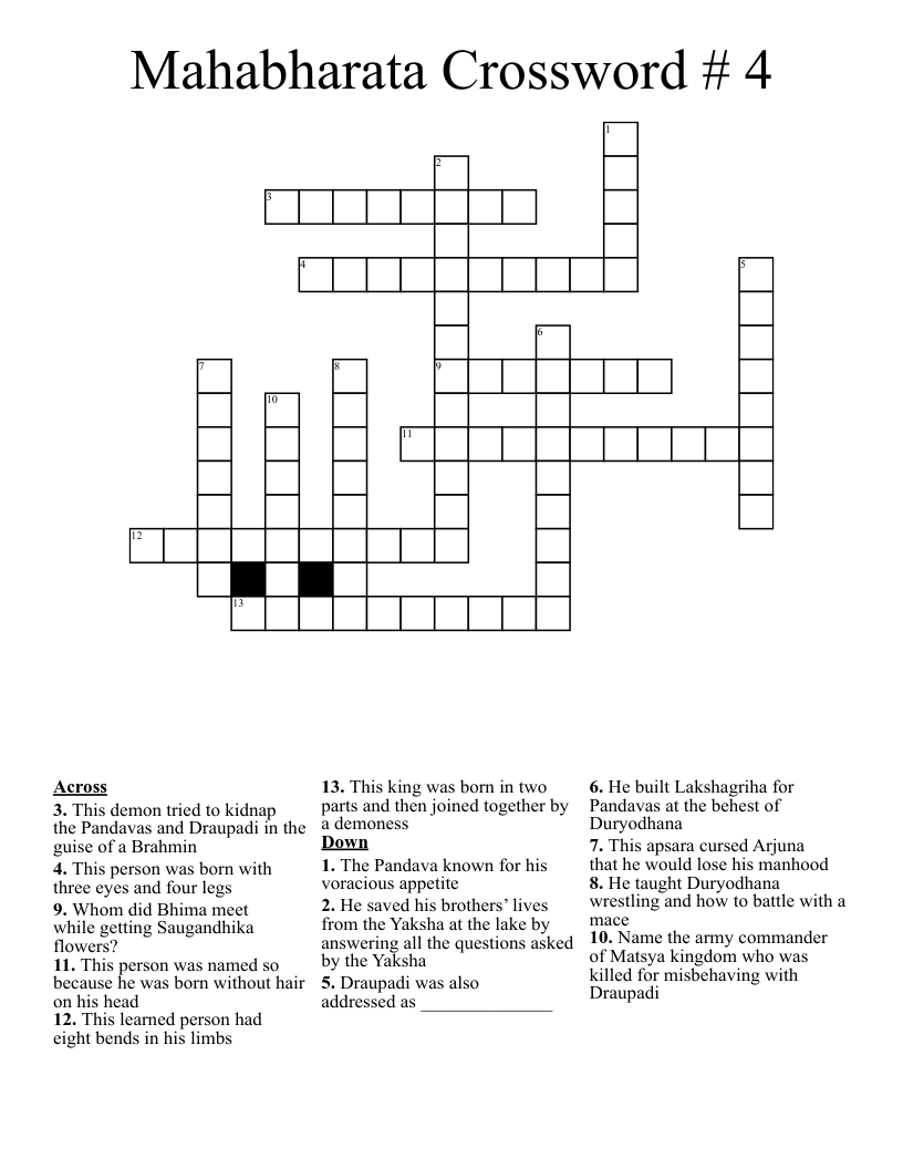 Mahabharata Crossword # 4