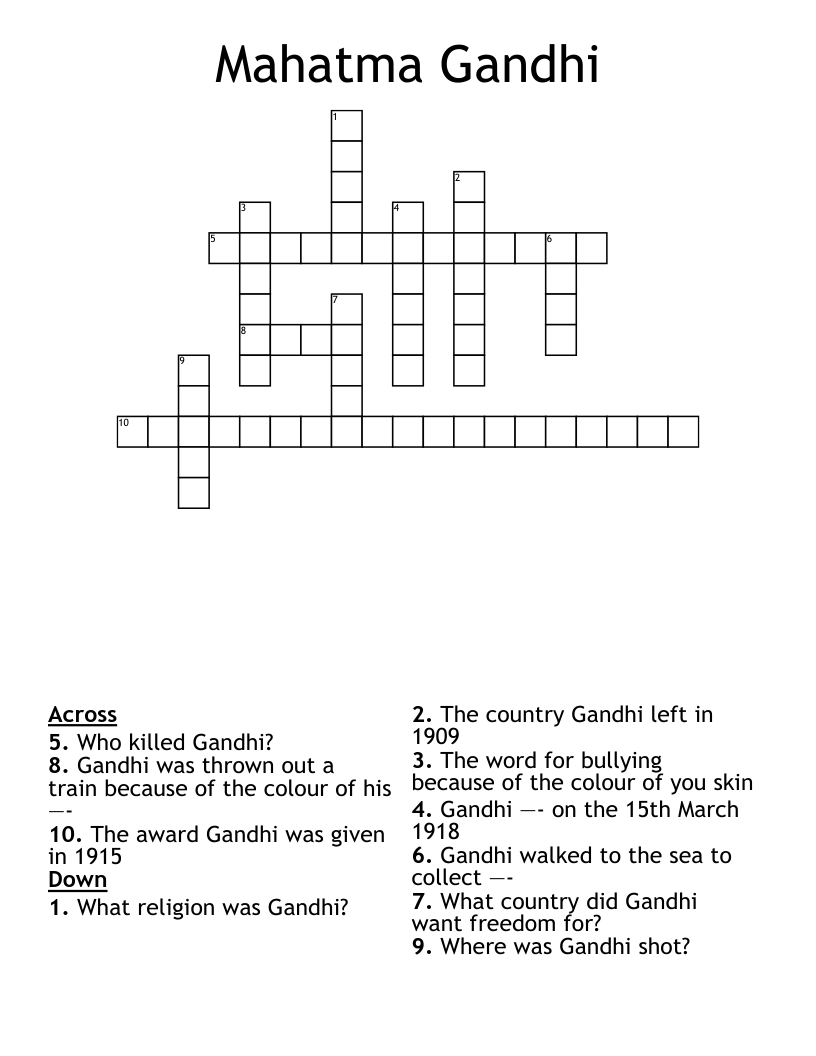 Mahatma Gandhi  Crossword