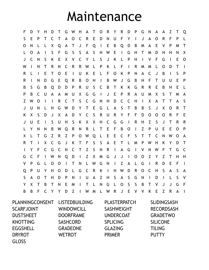 Maintenance Word Search