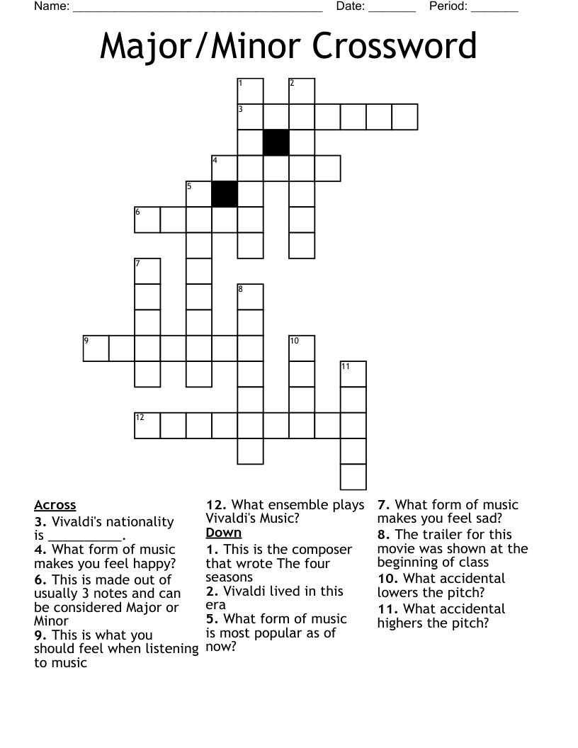 Major/Minor Crossword 