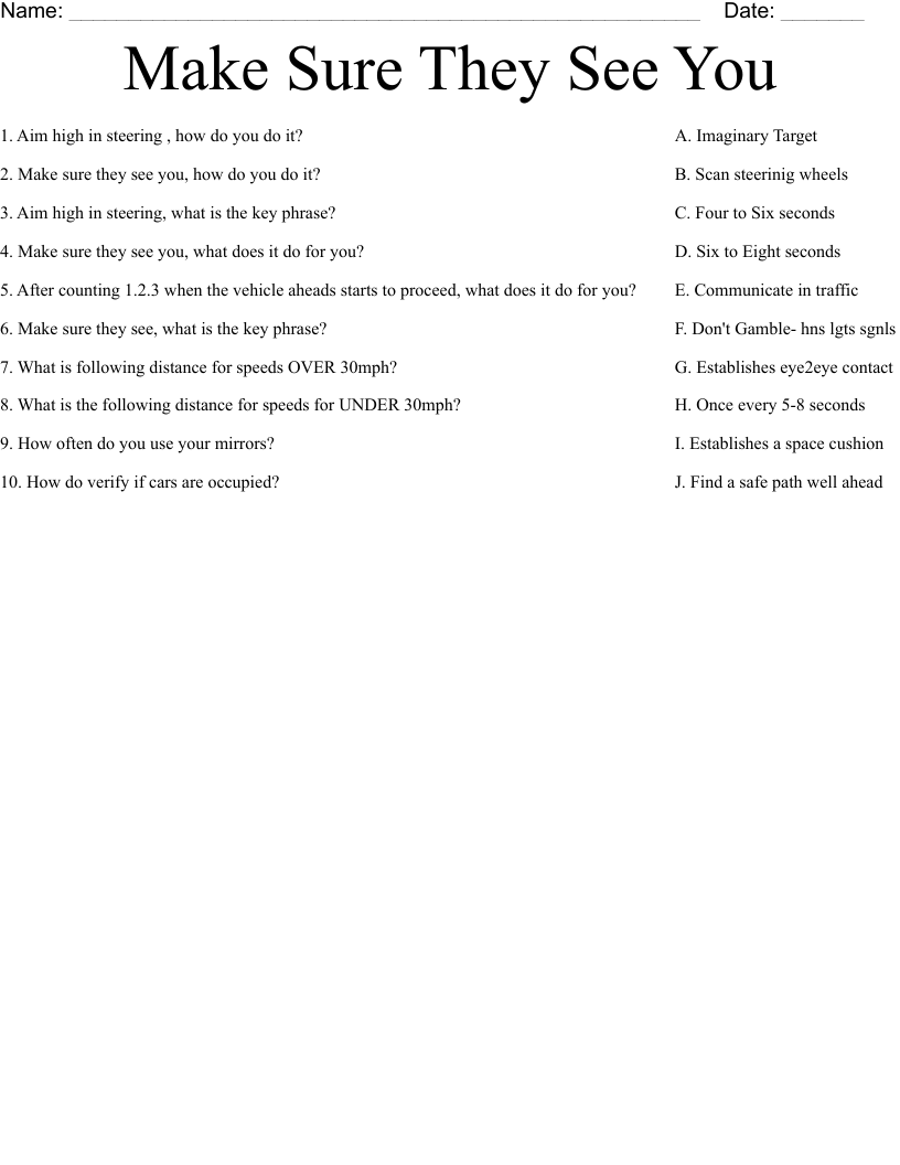 Make Sure They See You Worksheet