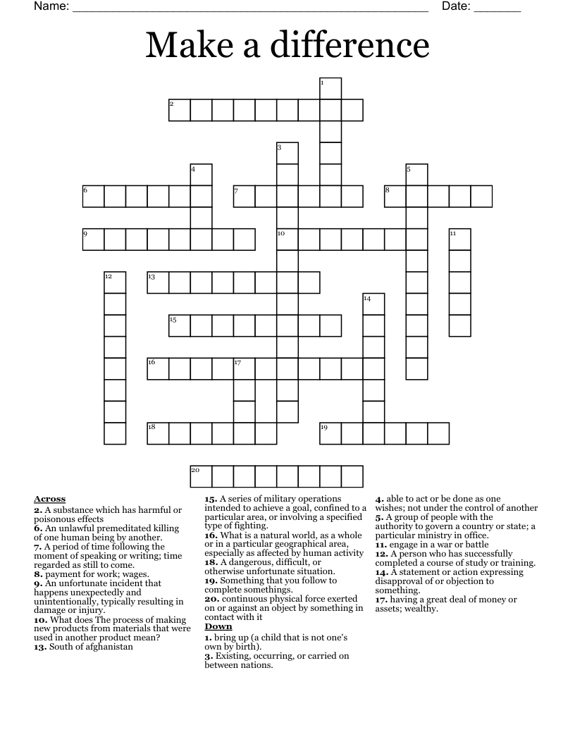 Make a difference Crossword
