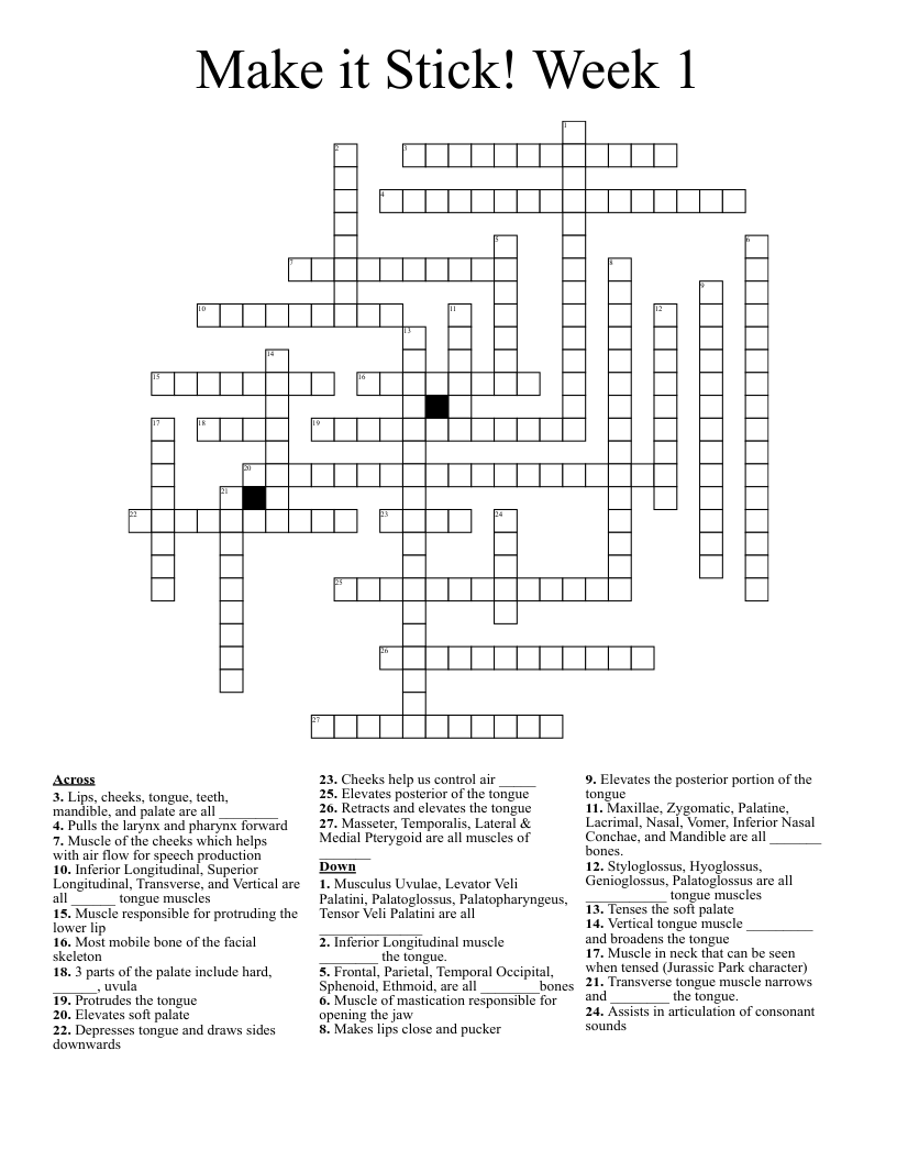 Make it Stick! Week 1 Crossword