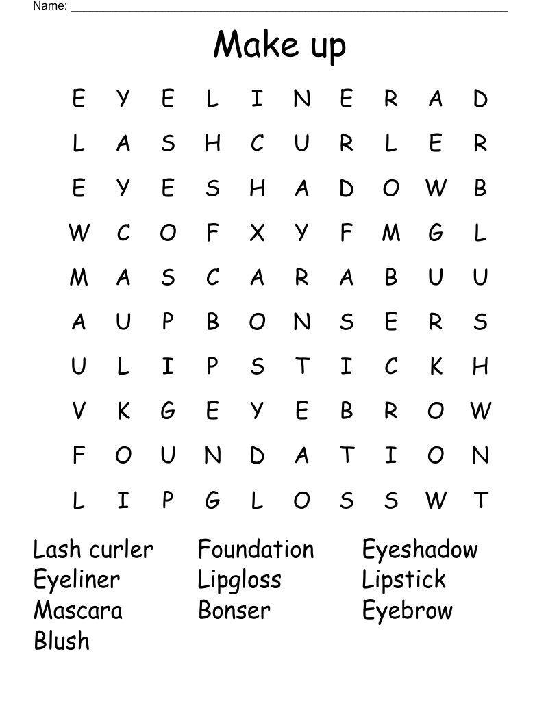 Make up  Word Search