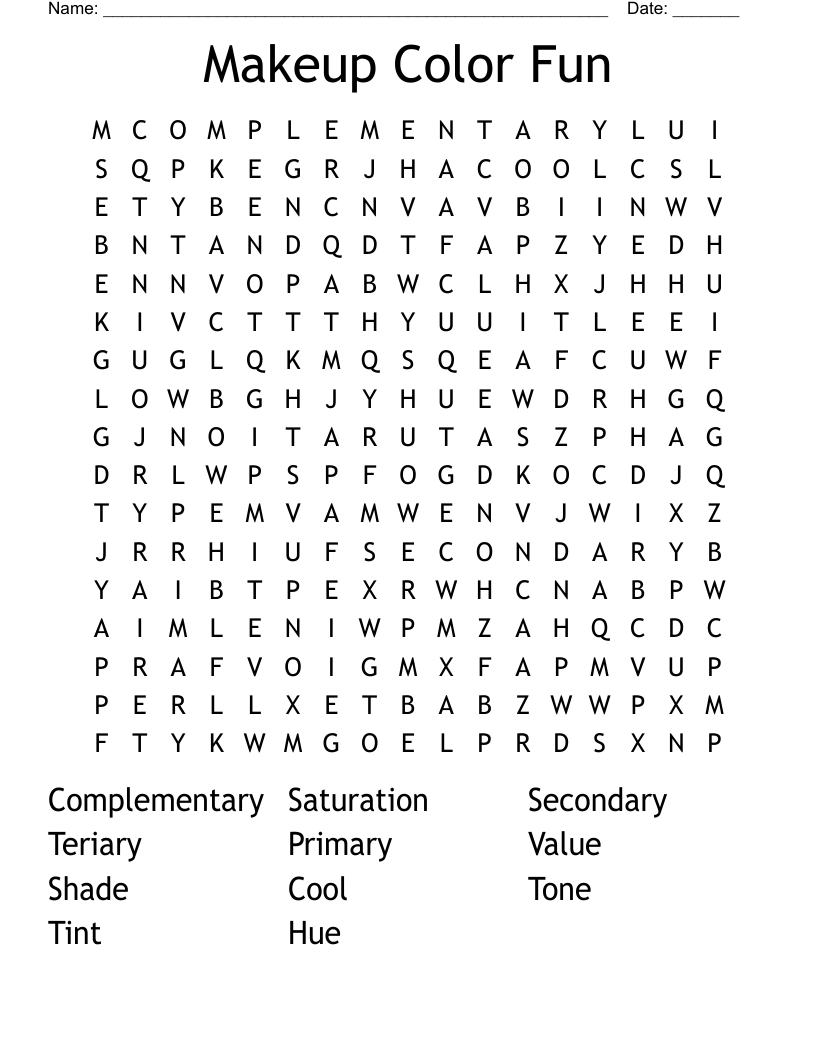 Makeup Color Fun Word Search