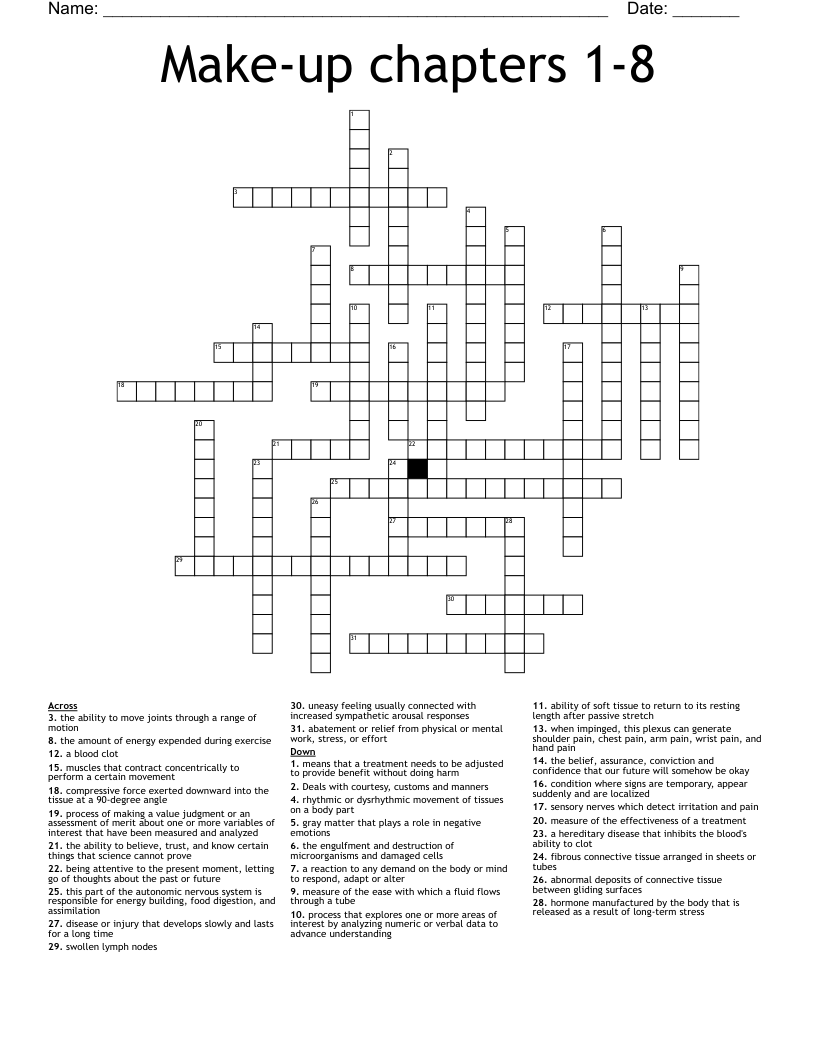 Make-up chapters 1-8 Crossword