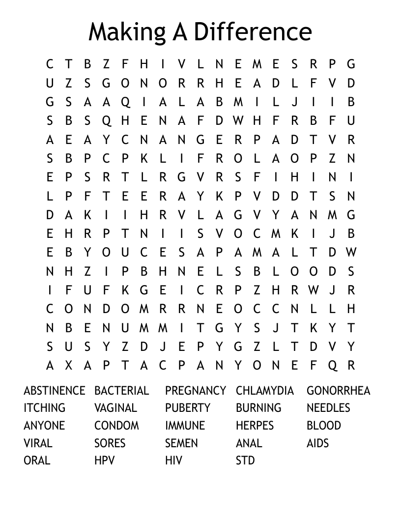 Making A Difference Word Search