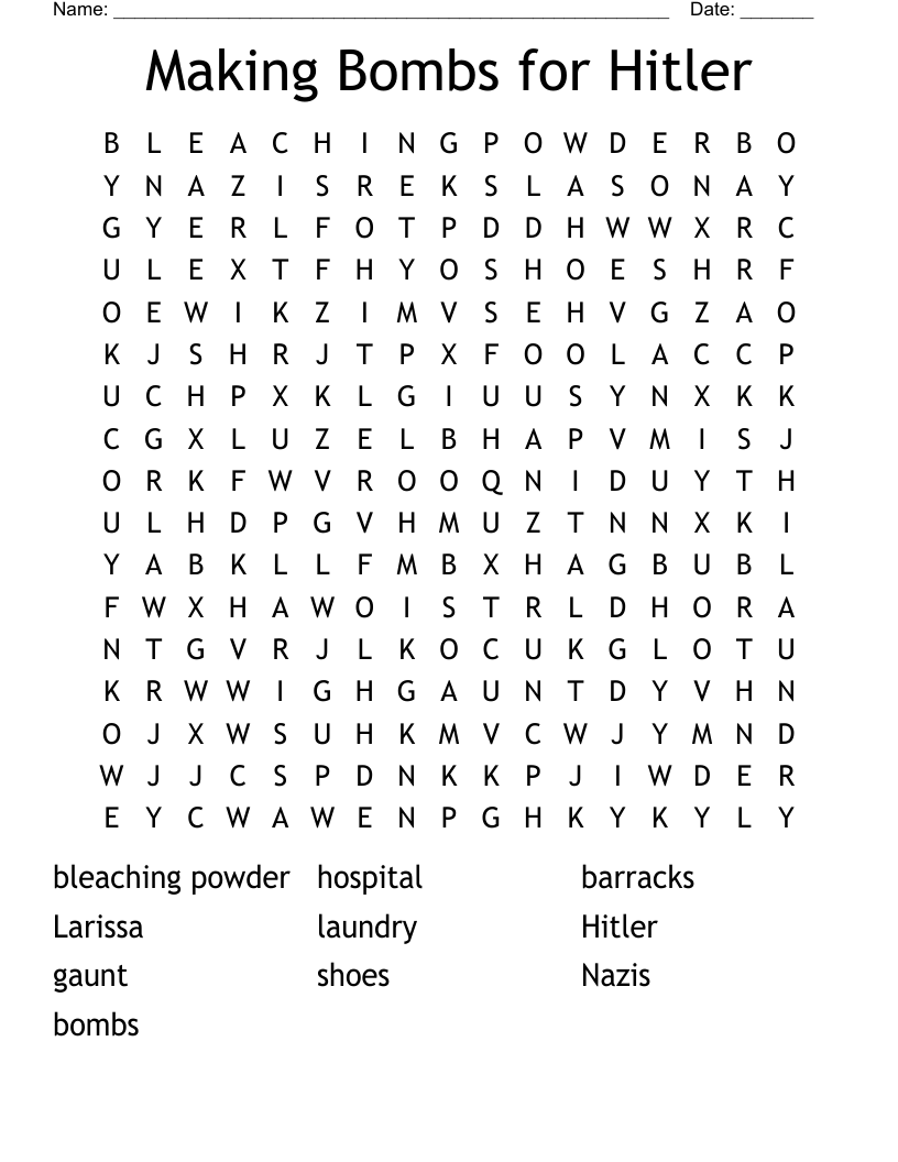 Making Bombs for Hitler Word Search