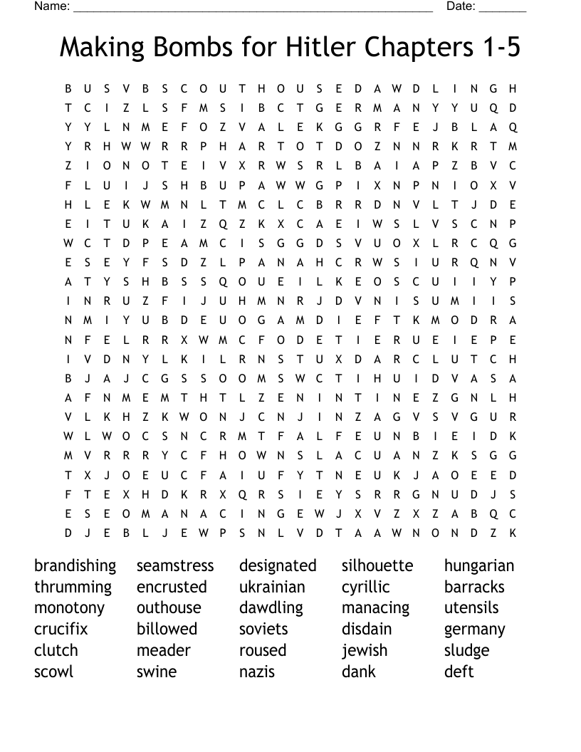 Making Bombs for Hitler Chapters 1-5 Word Search