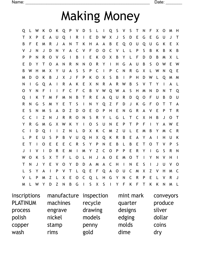 Making Money Word Search