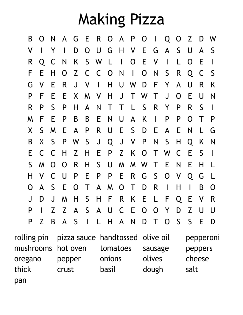Making Pizza Word Search