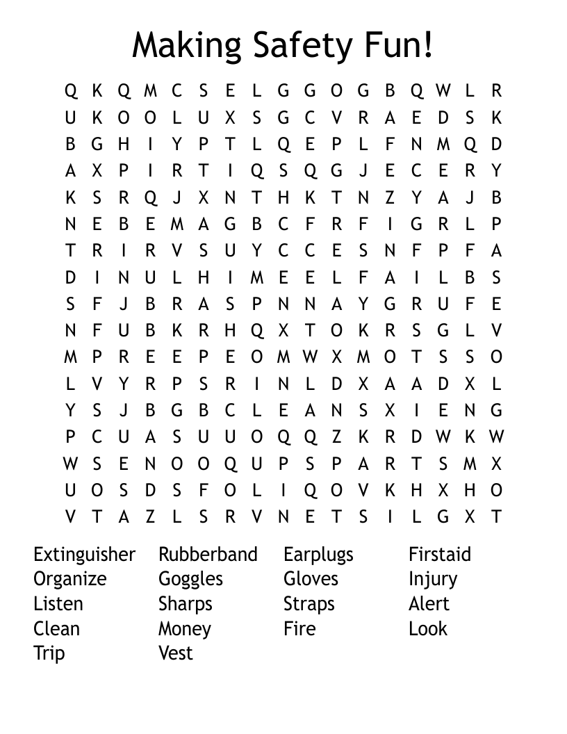 Making Safety Fun! Word Search