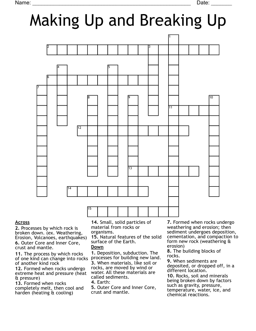 Making Up and Breaking Up Crossword