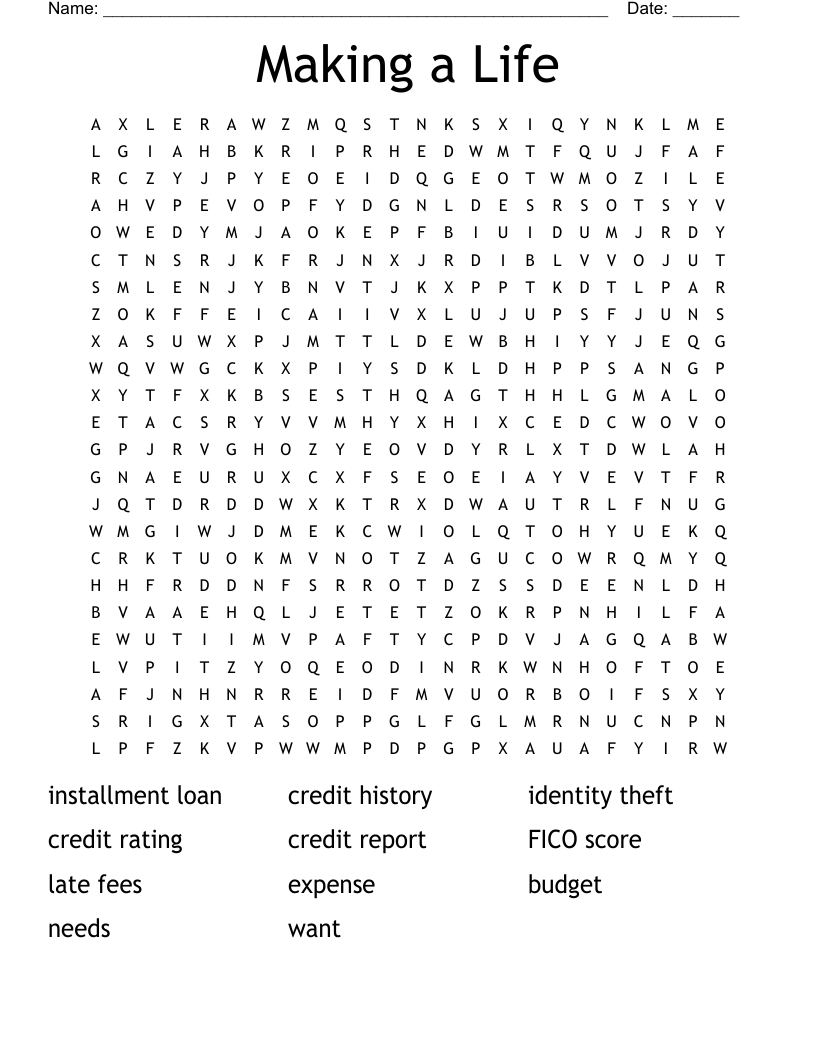 Making a Life Word Search