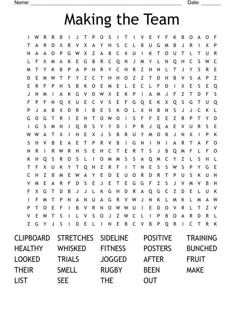 Making the Team Word Search