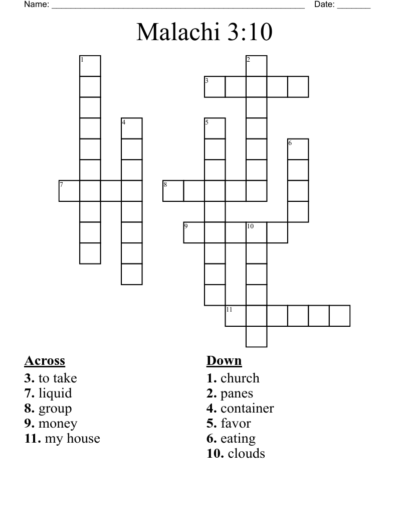 Malachi 3:10 Crossword